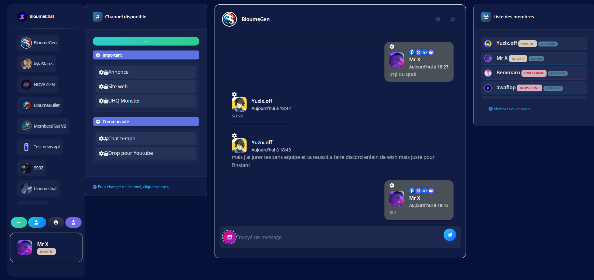 Interface BloumeChat